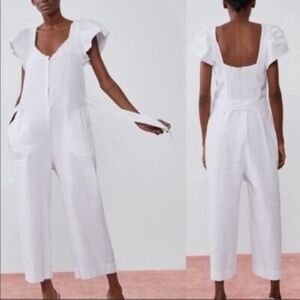 Zara Rustic White Wide Leg Jumpsuit